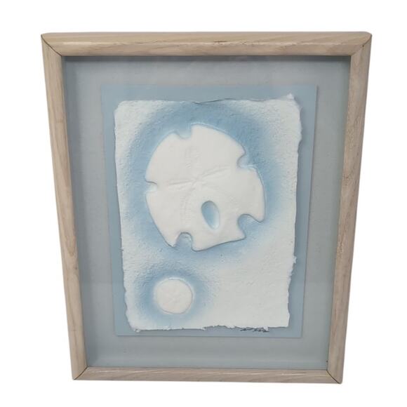 VTG Set of 2 Signed Wess Figi Graphics Pressed Paper Wall Art Shells Framed - Picture 3 of 12